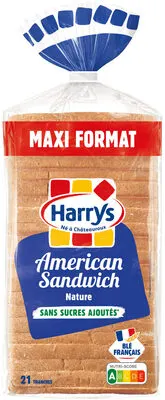 Pain de mie american sandwich nature sans sucres ajoutés